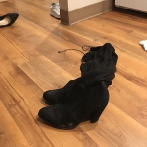 Black thigh high boots